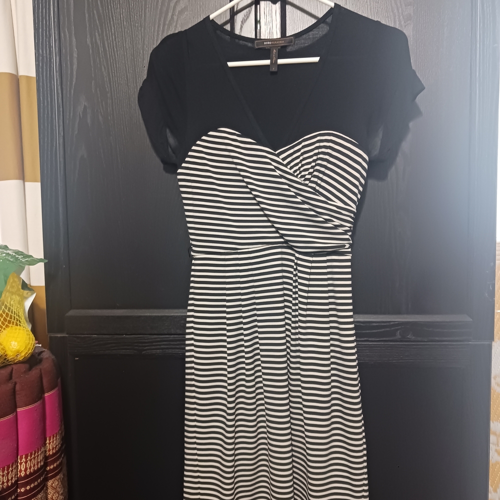 Black and White Striped BCBG Maxazria Dress
